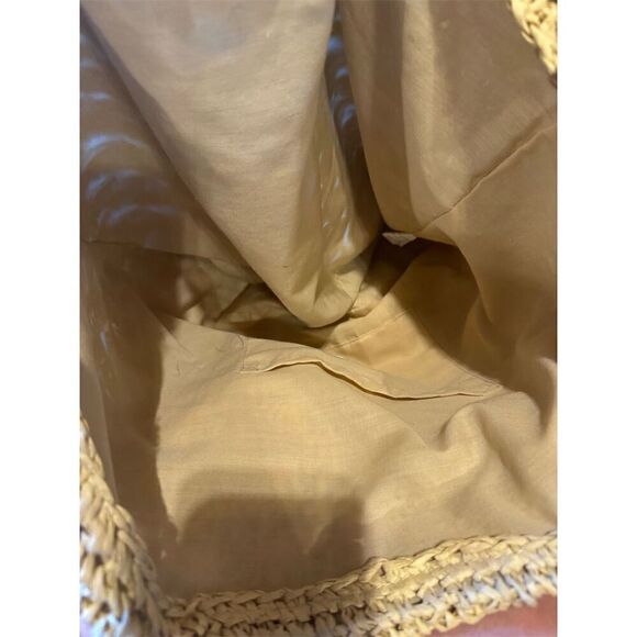 IZOD Women's Beige Straw Tote Bag with Brown Leather Handles - Boho Summer Style - Picture 6 of 8